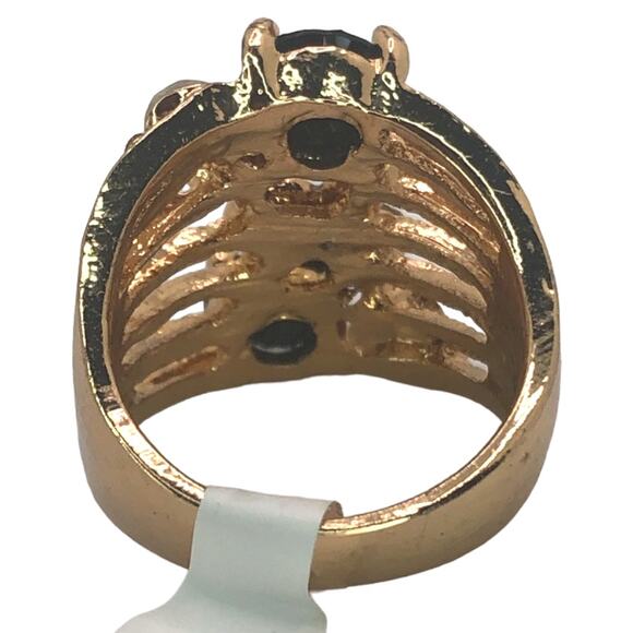 Gold and Black Rhinestone Statement Ring - Size 6.5 - Picture 6 of 7